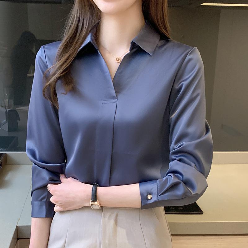 2025 Spring Blue Women's Slimming Long Sleeve Square Neck Shirt