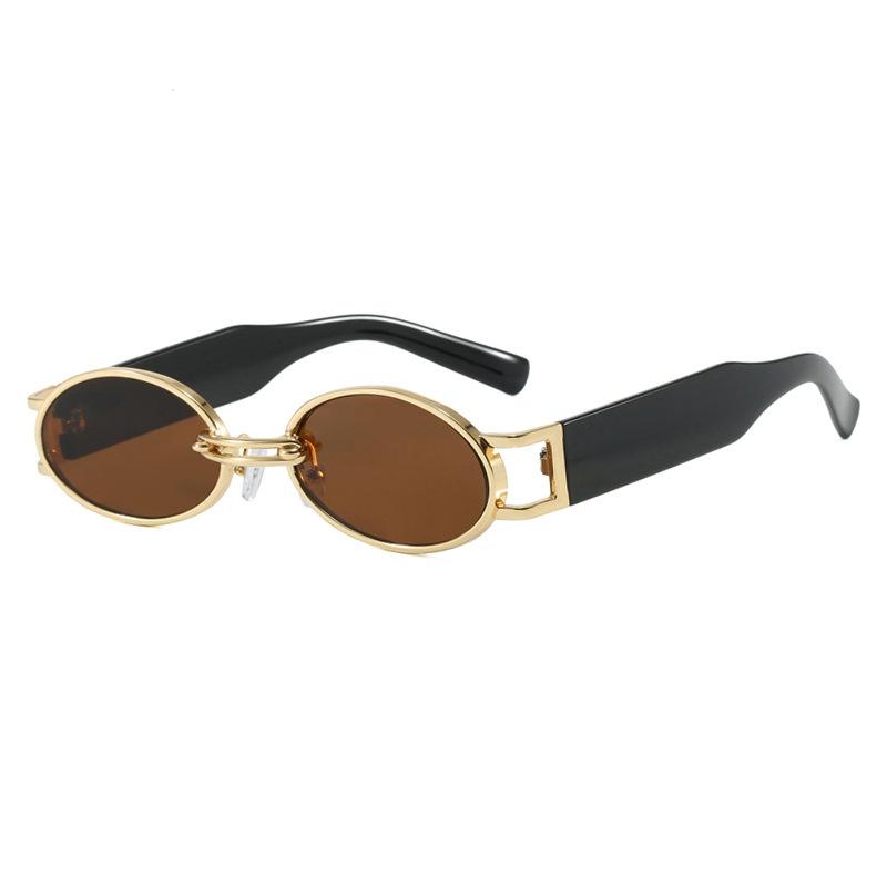 Ins New Retro Oval Classic Punk Women Sunglasses UV400 Luxury Brand Hollow Frame Design Men Street Shoot Vacation Gafas De Sol