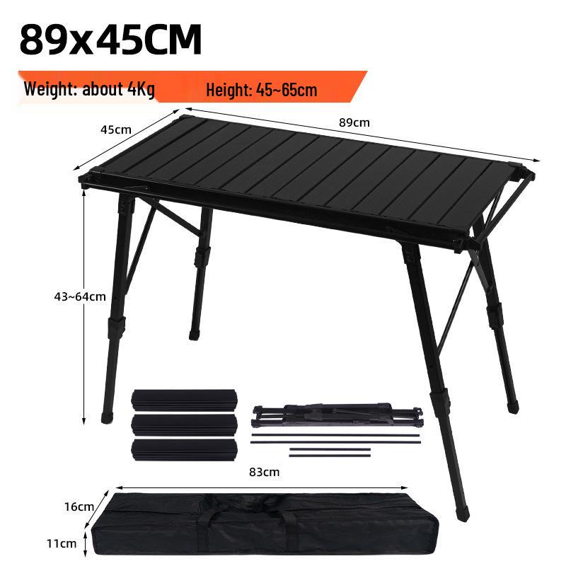 Large Folding Aluminum Roll-up Outdoor Camping Table with Wood Grain Finish
