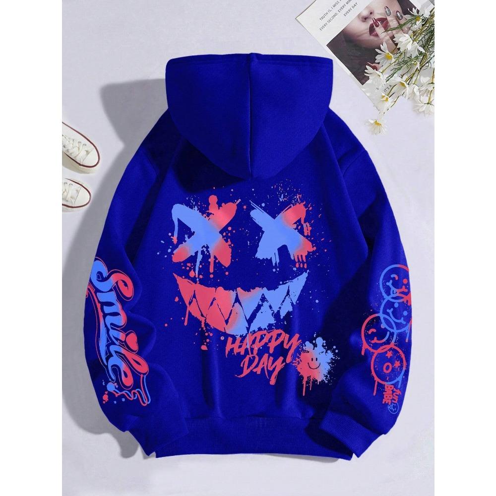 Spring Autumn Happy Day Graffiti Print Women Hoodie Street Hip Hop Hoody Fashion Hoodies Vintage Oversize Men's Clothes