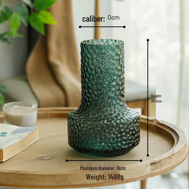 Luxury Hammered Glass Vase: Round Flower Vase & Living Room Ornament for Hydroponics