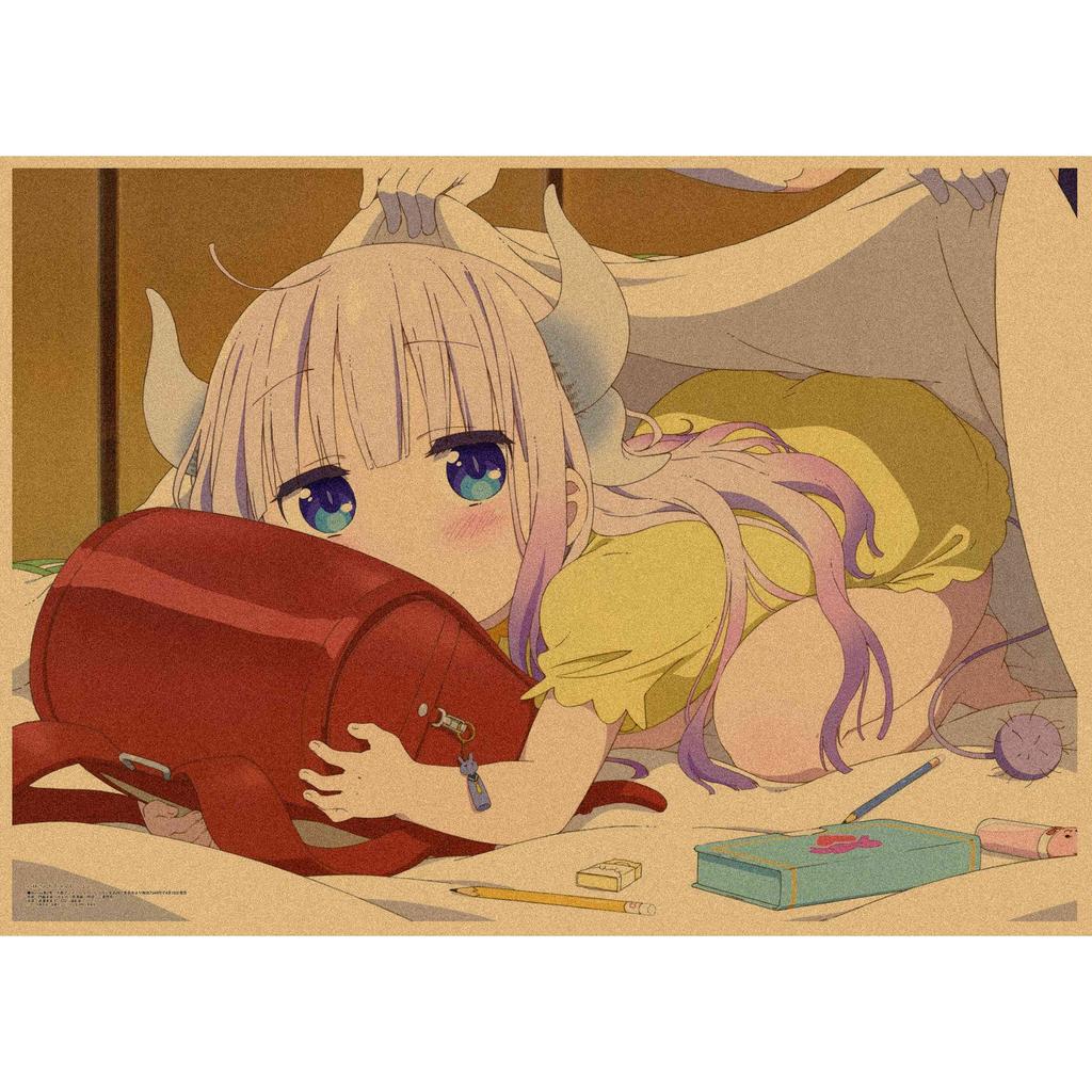 Kobayashi-san Chi No Maid Dragon Retro Kraft Paper Anime Poster - Decorative Wall Art Mural