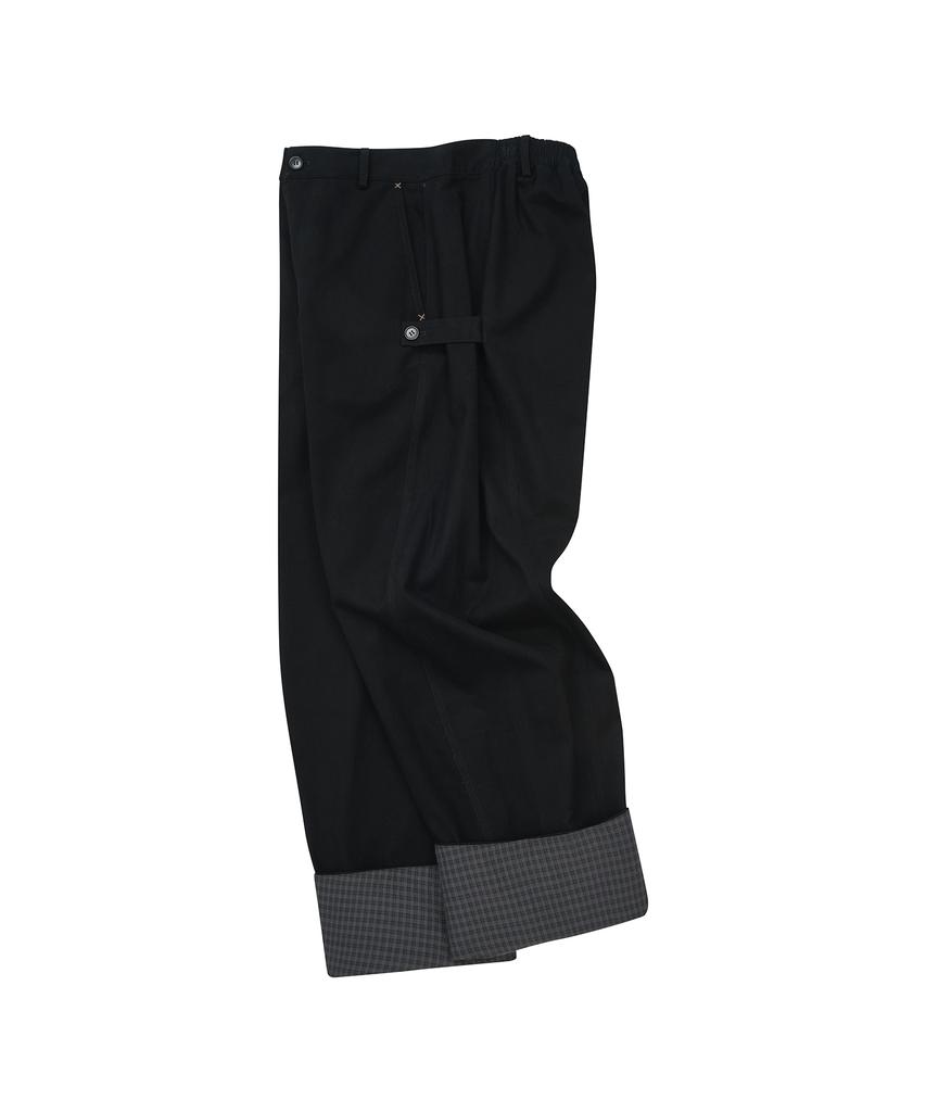 LMR Check Applique Roll-Up Two-Way Balloon Pants Black