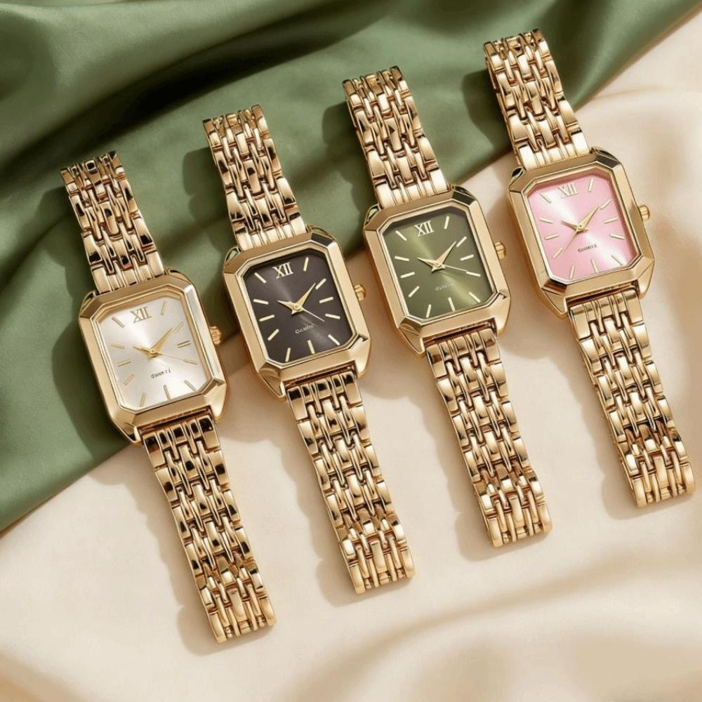 Square Dial Women Quartz Watch Slim Strap Rhinestone Watch Rhinestone Quartz Watch  Festival Gift