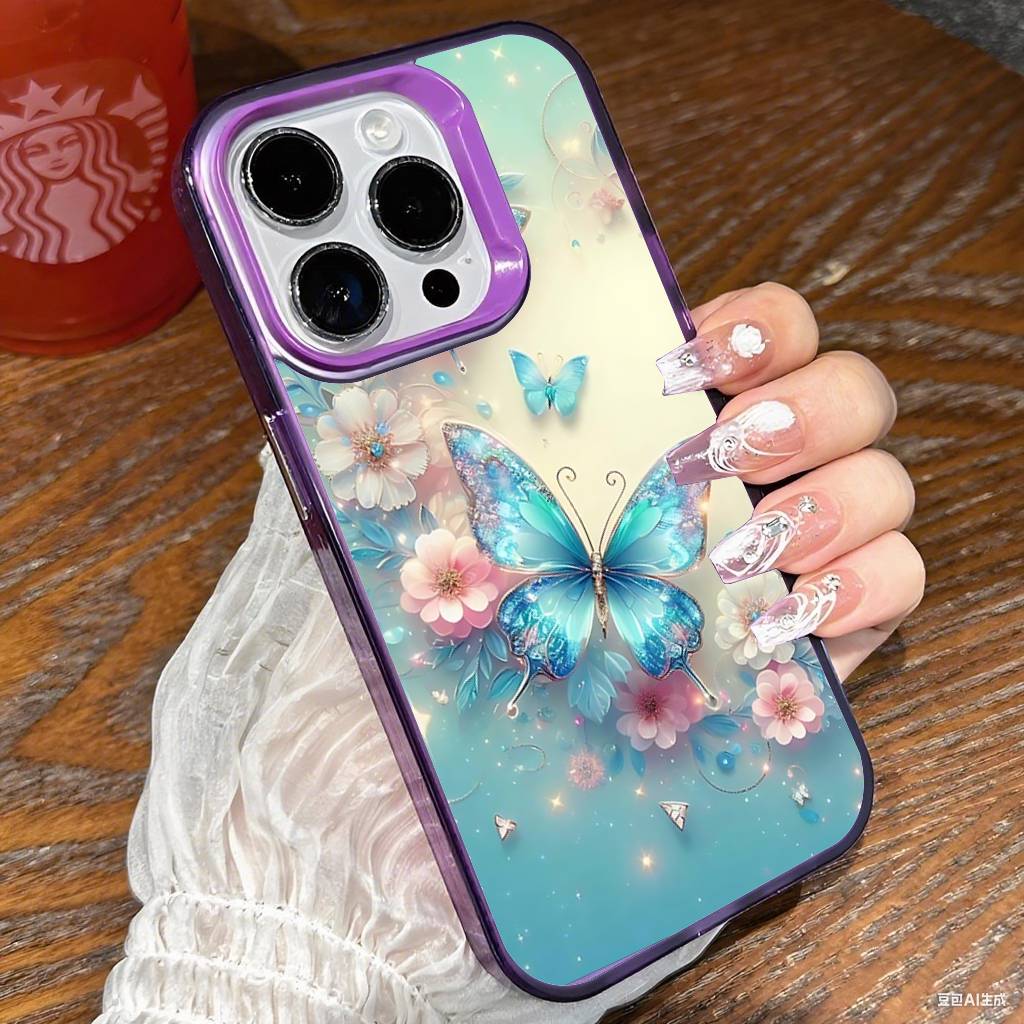 B-Butterfly-F-Floral-D-Design Phone Case For IPhone 17 16 15 14 13 12 Mini 11 8 7 Pro Max Plus Colorful Phone Case