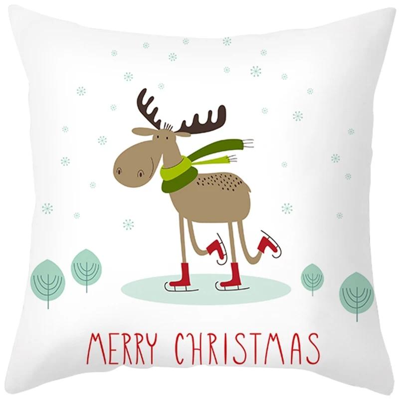 Cartoon Elk Forest Animal Christmas Tree Christmas Tree Decoration Pillow Set Bedroom Sofa Restaurant Office Pillow Sleeve