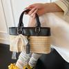 Trend messenger women's bag 2025 summer niche design Korean version versatile handbag straw bucket shoulder bag