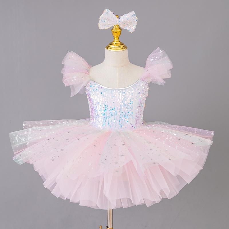 Tutu da Ballo per Bambina Vestito Soffice di Garza per Asilo Gala di Capodanno Esibizione Corale