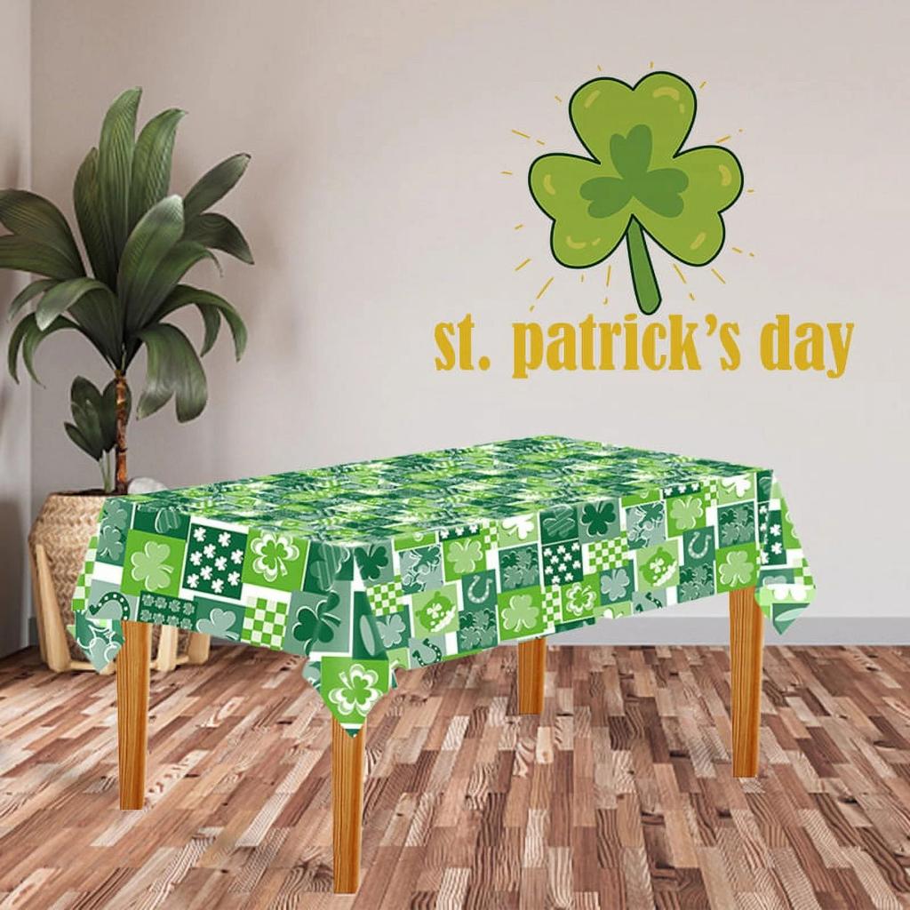 Rectangle St. Patrick's Day Tablecloth,Green Irish Table Cloth, And Washable Holiday Table Cover For Party Kitchen Dining Room