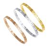 Classic 316L Stainless Steel Roman Bangle Bracelet High Quality CZ Stone Geometric Pattern Unisex Party Engagement Gift