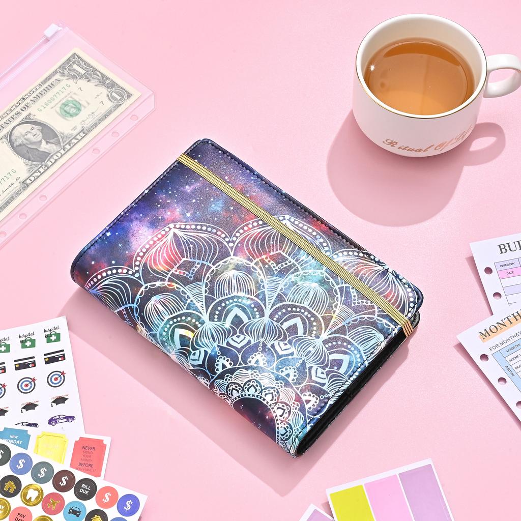A6 Budget Binder Planner Strap Macaron Colorido Couro DIY Encadernação Caderno Capa Diário Agenda Planejamento Papel Capa Escolar