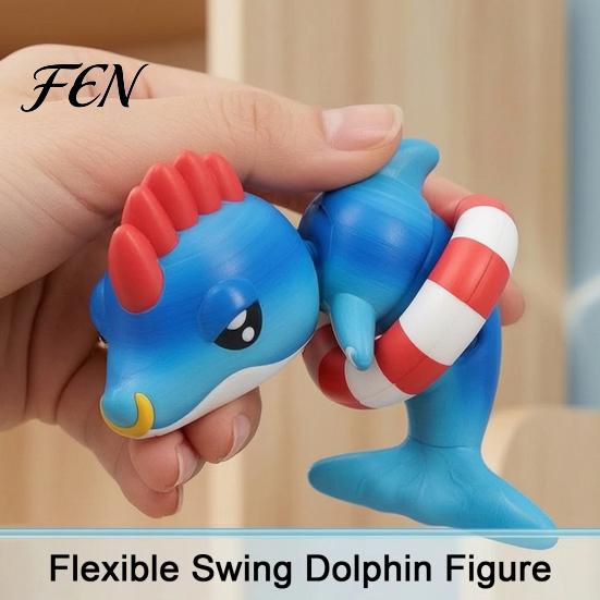 Decorative Dolphin Figurine 3D Printed Articulated Figurine, Swim Ring Fidget Toy, Toy Flexible Joints Decor for Backpack Handbag Purse Charm Poseable