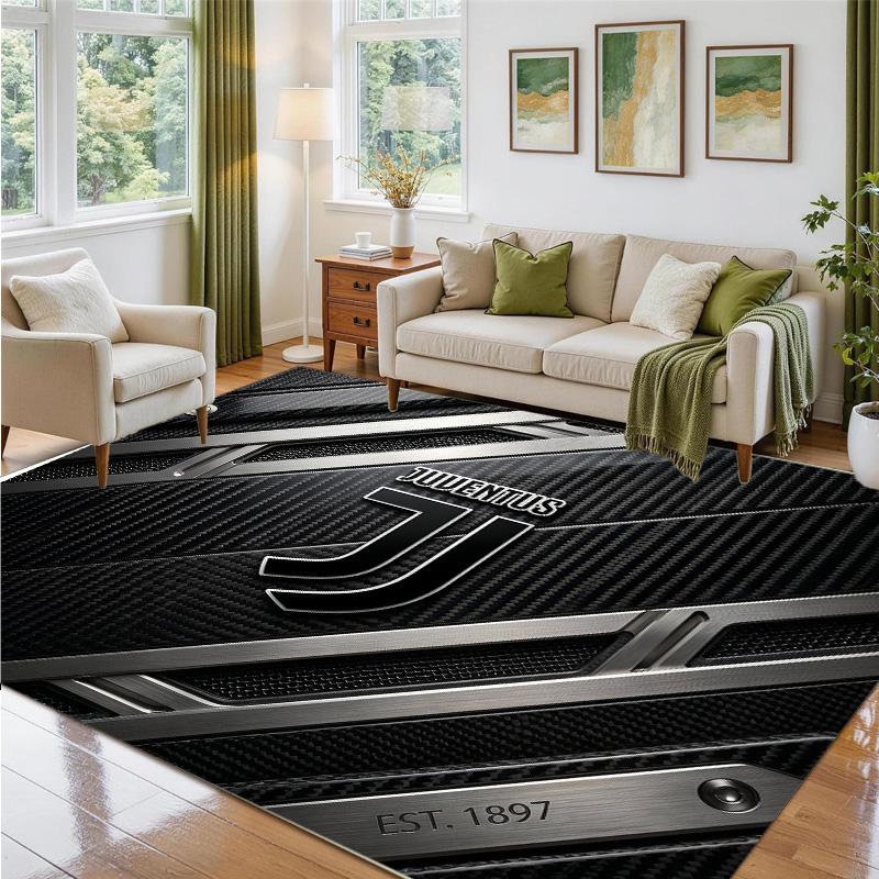 Juventus FC Design Crystal Velvet Rug Soft Decorative Mat for Bedroom Entrance