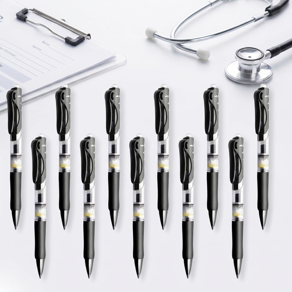 12PCS Retractable Medical Pens with 15ml Ink Capacity Portable Neutral Gel Ink Pens for Healthcare Professionals