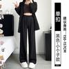 Narrow suit pants women's spring and autumn new black pants small straight pants high-end drape wide-leg pants