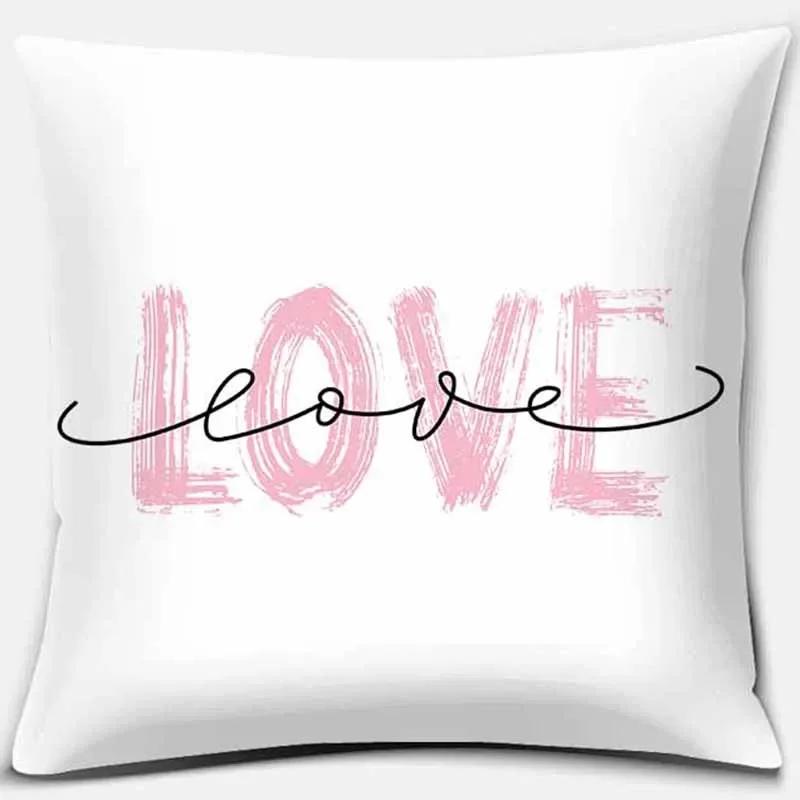 Home Decor Pink Printed Square Polyester Pillowcase Car Sofa Cushion Cover For Bedroom Living Room Sofa X