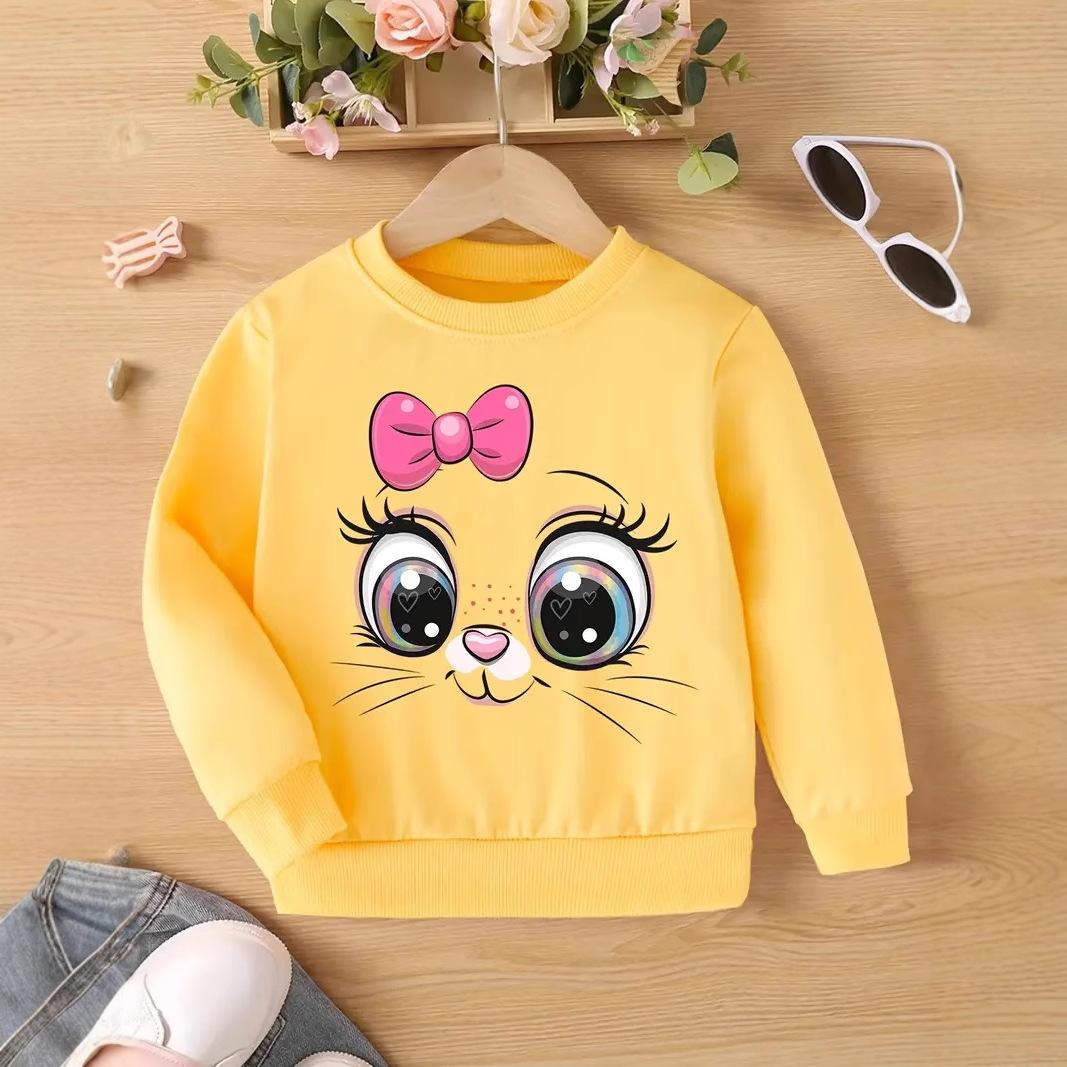 

Bow Cat Face Kitten Head Letter Print Children s Men s and Women s Spring and Autumn 100cm жовтий