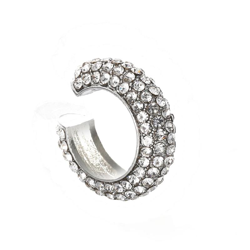 Fashion C Shape Round Cartilage Clip Earrings For Women Fake No Pierced Earrings Crystal Rhinestone Geometric Jewelry Gold