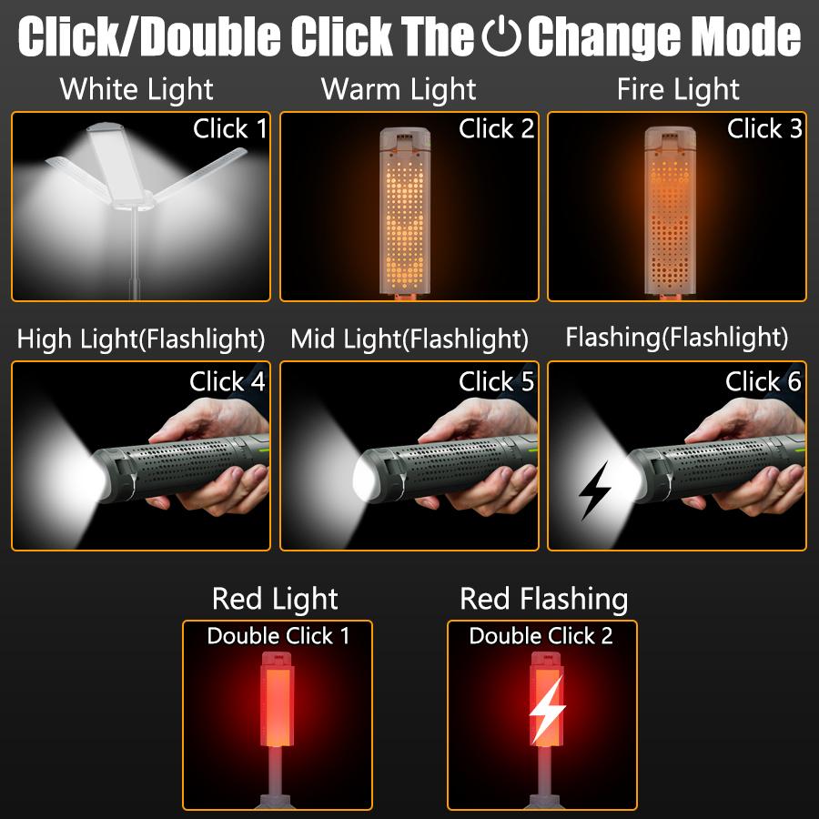 Rechargeable Camping Light,8000 mAh Telescopic Portable Lantern W/ Bracket, Waterproof Flashlight for Camping Hiking Fishing