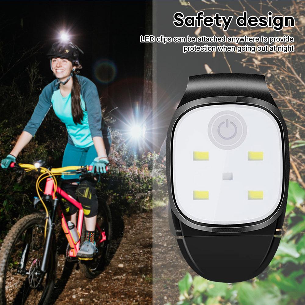 LED Klemmlampe 4 Beleuchtungsmodi Laufclip-Licht Sicherheitswarnung für Joggen Nachtspaziergänge zum Angeln Wandern USB Wiederaufladbar