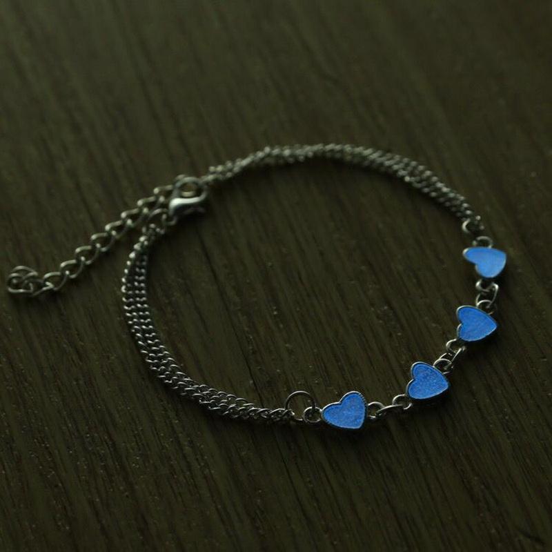 New Romantic Luminous Love Heart Stars Bracelet for Woman Glow In The Dark Charm Bracelet Girl Party Personality Jewelry Gifts