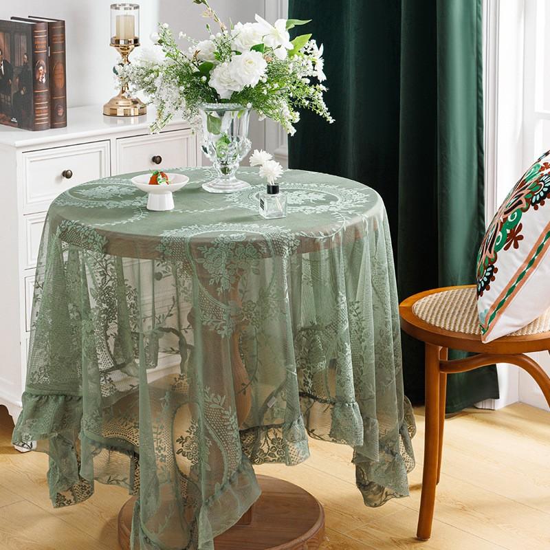Countryside Lace Tablecloth with Lace, Living Room, Coffee Table, Dining Table Decoration Tablecloth