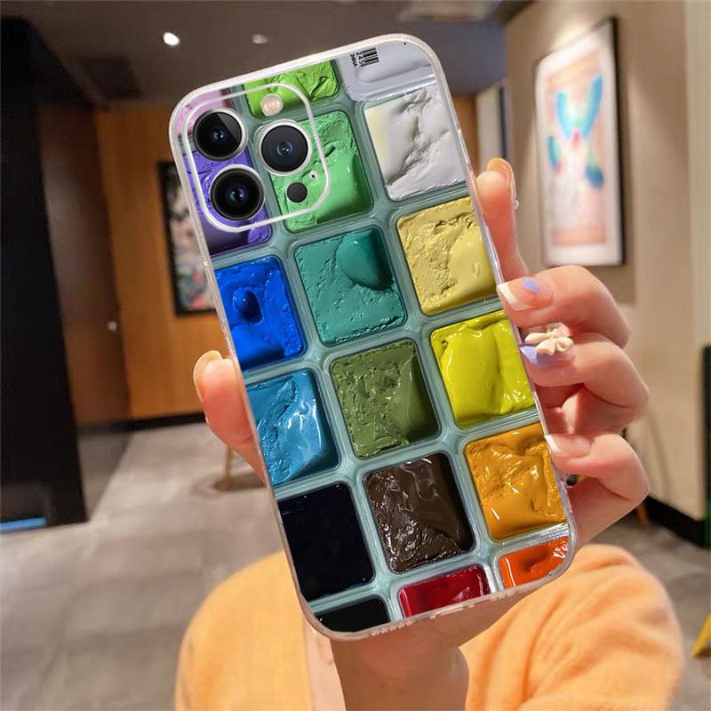 Phone Case For iphone 17 Pro Max Air 16 15 14 13 Pro Max 15 16 Pro 15Plus Watercolors Paint Palette Painting Box Shell