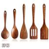 Natural Wood Kitchen Utensil Set  Eco-Friendly Cooking Tools Incl Skimmer Spoon Salad Scoop Non-Stick Rice Colander for Soup