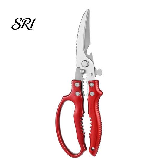 Safety Lock Scissors Heavy-Duty Kitchen Shears, Stainless Steel Poultry for Chicken Fish Ribs, Multi-purpose 6-in-1 Tool with Bottle Opener,