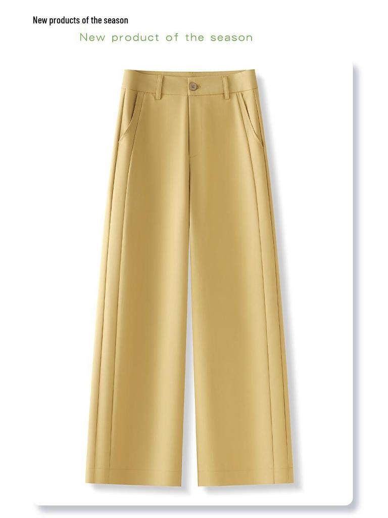 Women's Pink Casual Wide-Leg Pants - 2025 Spring/Autumn Nine-Point Loose Fit