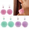 Artificial Fur Ball Fluffy Earrings Colored Pompom Earrings Suitable for Girls