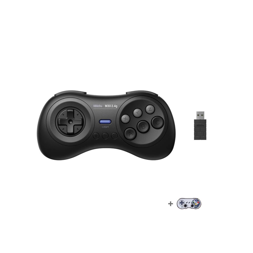 8BitDo M30 Wireless Gamepad for Sega Genesis Mega Drive and Layout 2.4G Mini, Mini, Switch, 6-Button (Black)