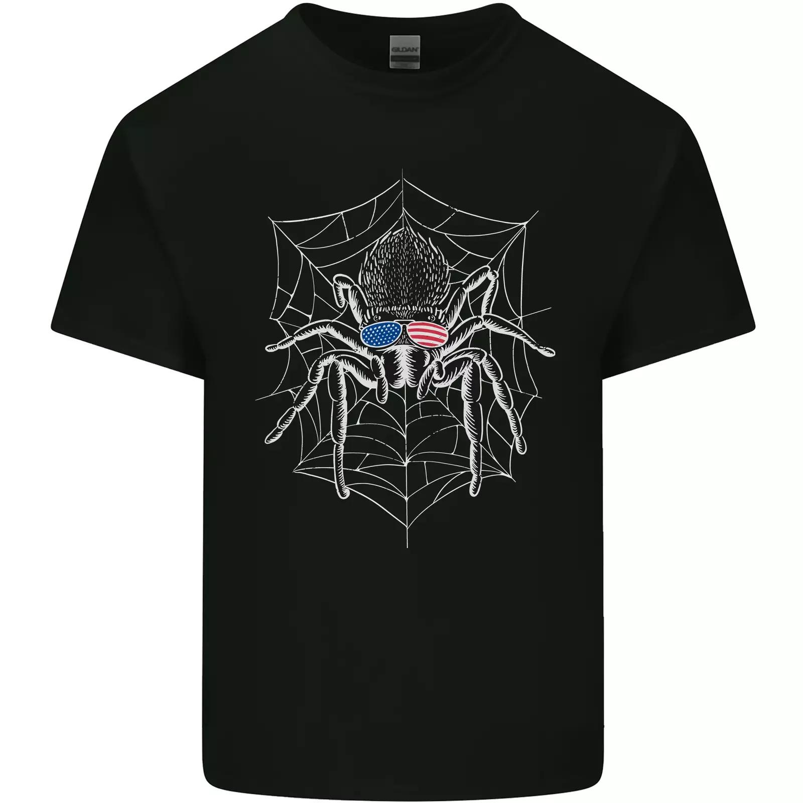 USA Spider American Flag Kids T-Shirt Childrens S