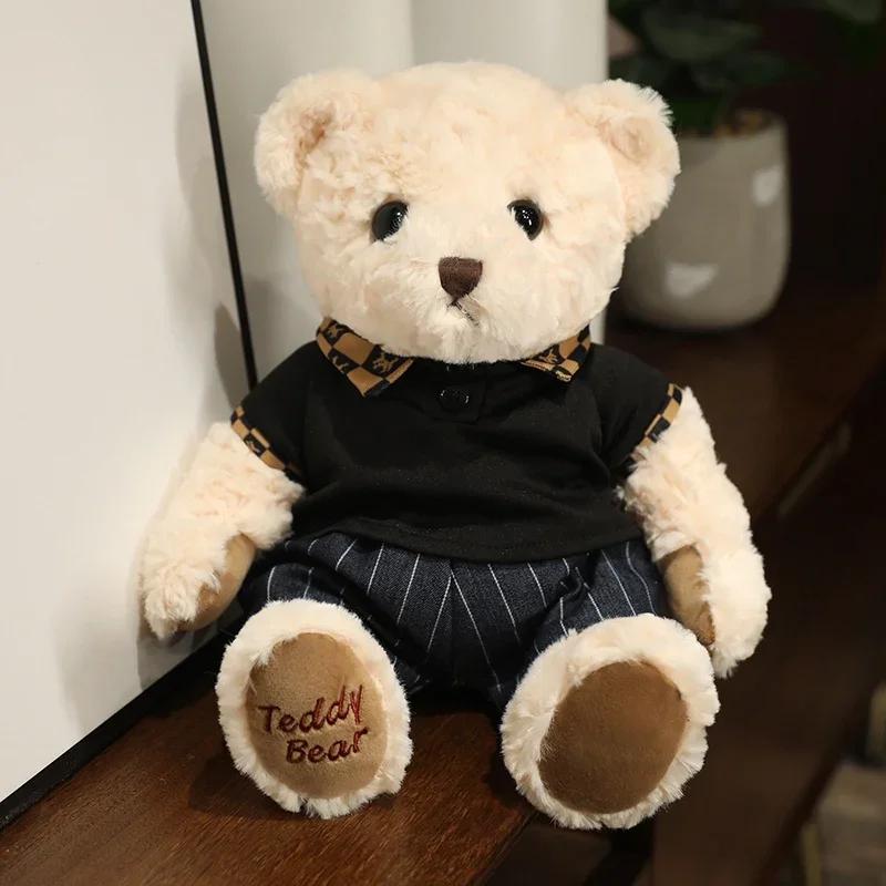 High Quality Soft Teddy Bear Plush Toys Tie Bear Doll T-shirt Paul Teddy Bear  Cute Pillow Animal Cushion Children Birthday Gift