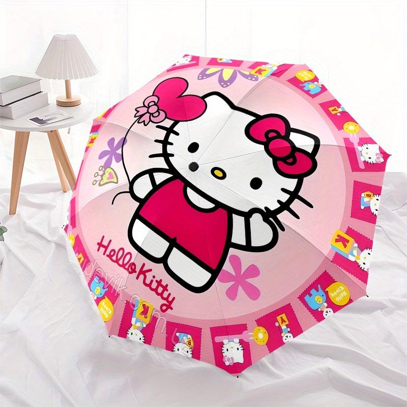 1pc Hello Kitty Circular Design Umbrella with Plastic Handle,Suitable for All Seasons Home Travel Outdoor UmbrellaSanlio053