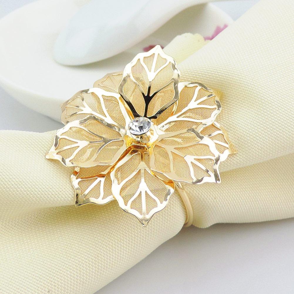 6Pcs Napkin Rings Hollow Out Flower for Wedding Banquet Dinner Party Family Gatherings Table Decor