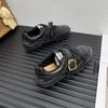 Leather loafers women's early autumn new retro versatile lace-up belt buckle small leather shoes