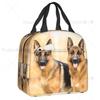 German Shepherd Dog Thermal Insulated Lunch Bag Women Animal Pattern Resuable Lunch Tote for Outdoor Picnic Storage Food Box