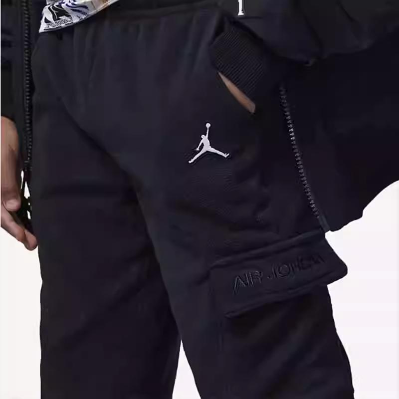 Jordan Kids  Knitted Sports Pants Solid Color Logo Print Fleece Sports Pants Kids bottoms Black FB9488-010