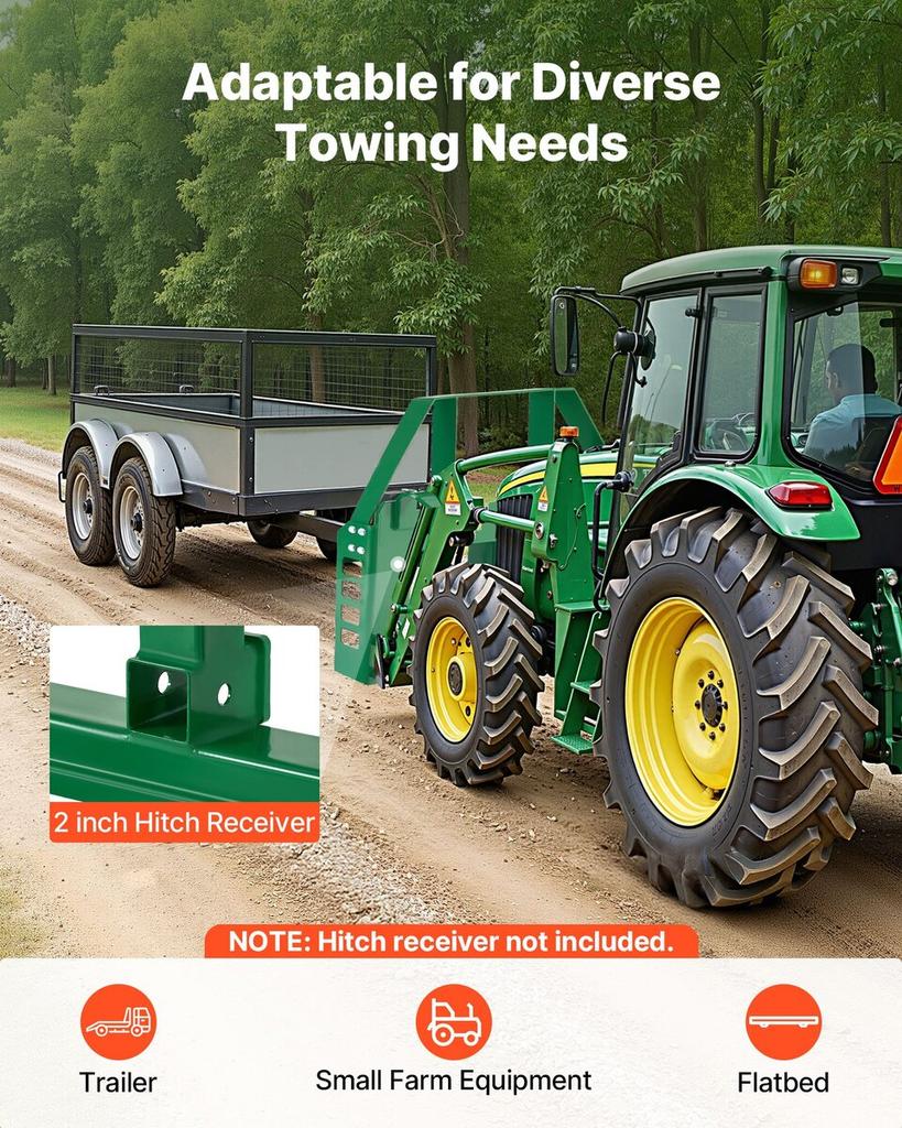 Skid Steer Pallet Forks, 1814 Kg Rated Load Capacity, Pallet Fork Frame Attachment with 1065 Mm Pallet Forks Forklift Blades, 50.8 Mm Hitch Receiver &