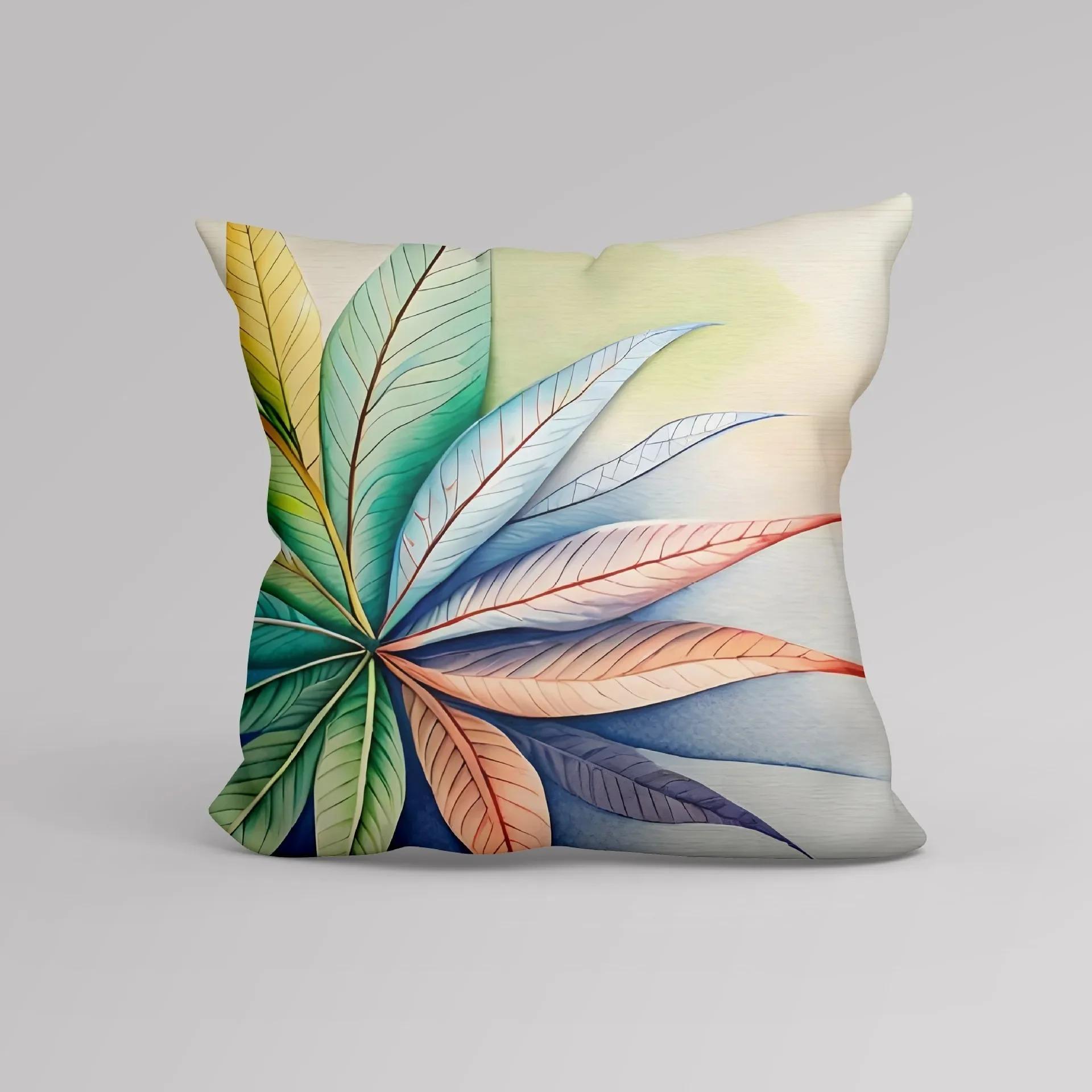 

Роскошный Домашний Растение Лист Принт Офисная Подушка на Диван Декоративная Наволочка 40x40cm