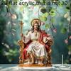 Retro Sacred Acrylic Jesus Figurine 2D Desktop Decoration for Home Office Christian Theme Photo Prop Gifts