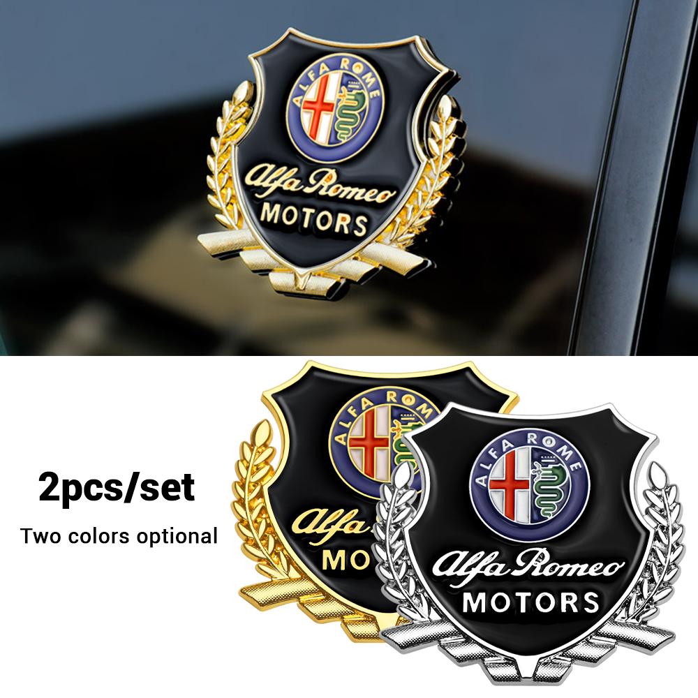 2pcs/set Car 3D Metal Emblem Design Body Window Decor Sticker For Alfa Romeo 159 Giulietta Mito 147 Stelvio VolanteAuto Styling HT8