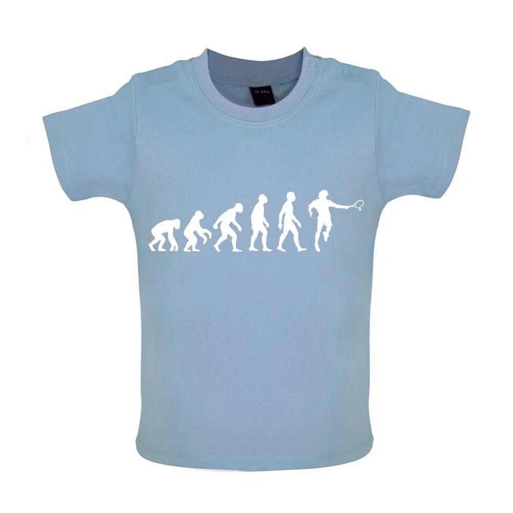 Evolution of Man Tennis - Baby Kids Boys Girls Unisex T-Shirt / Babygrow - Player Racquet Fan Love 140