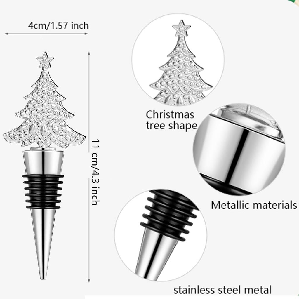 6pcs Wine Bottle Stoppers, Christmas Decorative Wine Stoppers set, Individual Package Reusable Alloy Wine Stopper Suitable for Christmas Party,
