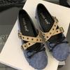 Flat Mary Jane shoes women's shoes spring and autumn 2025 new satin round head bow light mouth French ballet shoes