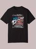 Casual Summer T-shirt - "COUNTRY MUSIC" Graphic with American Flag & Guitar Design