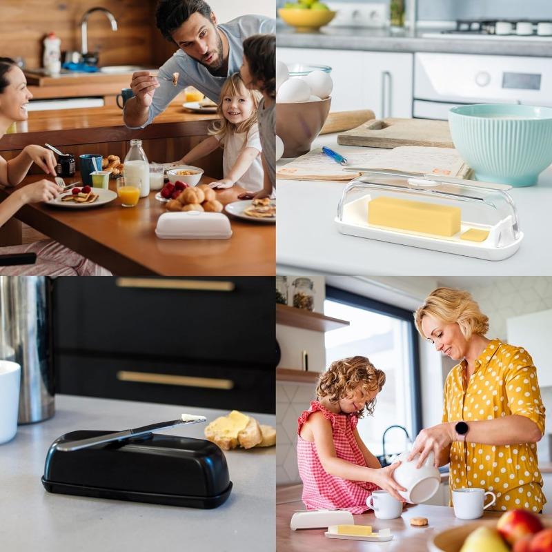 Butter Dish with Lid and Knife, Magnetic Butter Saver, Easy To Scoop, No Mess Lid, Plastic Butter Box, Dishwasher Safe