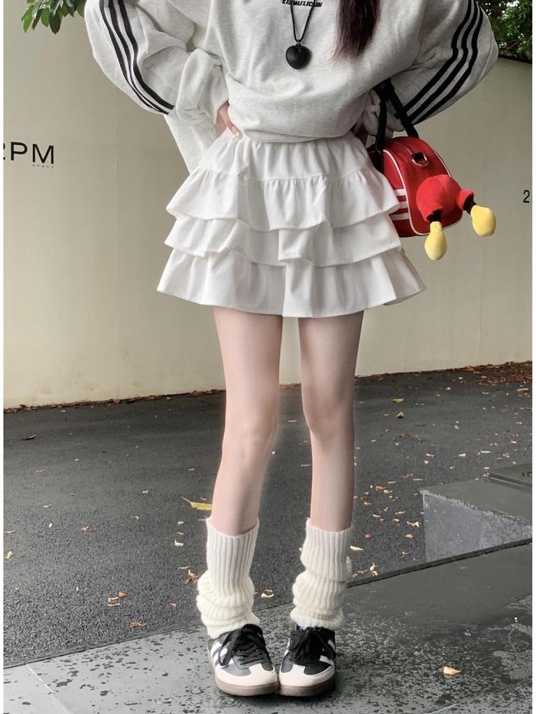 Double-Sided Fleece Ballet-Style Puffy Midi Skirt - High Waist, Slimming A-Line Design, Autumn/Winter for Women