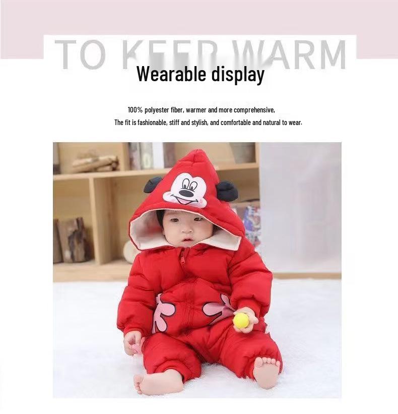 Baby Winter Kap met Cartoon en Dons Katoen Eendelig Rompertje